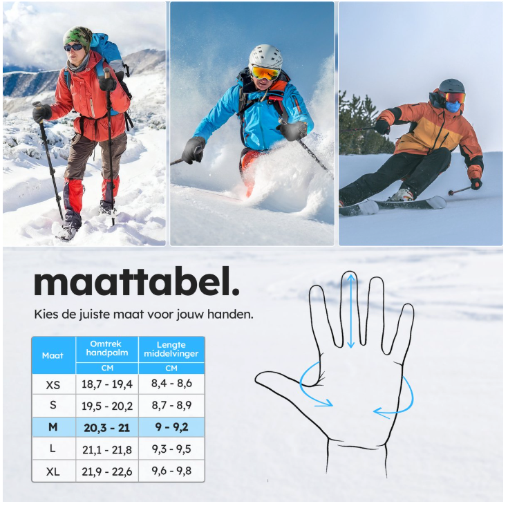 Saaf - Gants chauffants Premium - Taille M - Polyester noir - 3 niveaux de chaleur et rechargeable - Hydrofuge et coupe-vent - Confort optimal