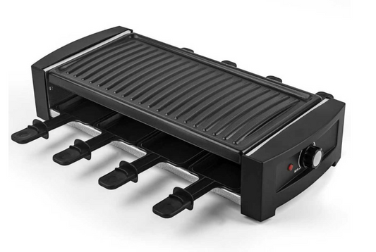 Saaf - Set Gourmet & Raclette - 1200W - Métal noir - Avec plaque de cuisson amovible et revêtement antiadhésif - Pour 8 personnes - Lavable au lave-vaisselle - Convivial Dining