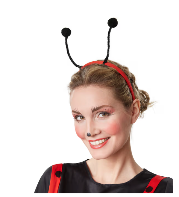 DressForFun - Costume de coccinelle Marina - Taille S - Polyester rouge et noir - Pantalon et T-shirt de jardin à pois - Jambières et ornement de cheveux inclus - Costume de carnaval pour dames