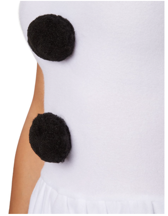 DressForFun - Costume de femme des neiges - Taille XXL - Polyester blanc - Robe en peluche avec gros boutons - Confortable et douce - Robe de carnaval pour dames