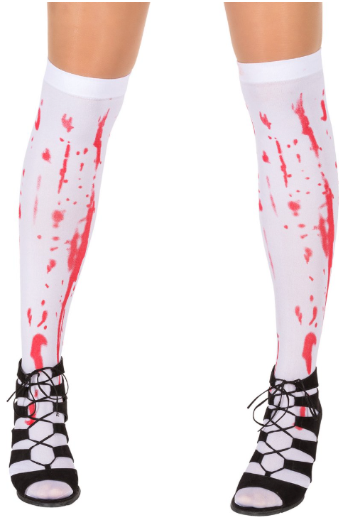 DressForFun - Costume de zombie sexy pour femme - Taille L - Polyester blanc et rouge - Mini robe déchiquetée avec taches de sang - look effrayant - Halloween & Carnaval - Robe pour dames