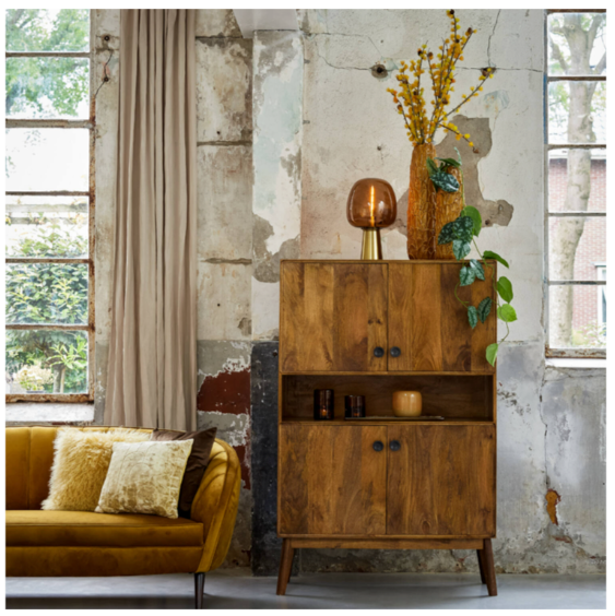 Light & Living - Lampe à poser Maysony - ø22x40 cm - Verre brun et métal bronze - Prise E27 - Design moderne et élégant - Lampadaire d'ambiance pour le salon ou la chambre à coucher