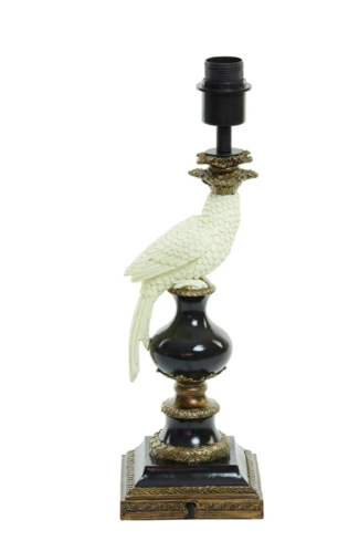 Light & Living - Pied de lampe Nyasa - 14,5x14,5x46,5 cm - Céramique noire et crème - Prise E27 - Design organique et moderne - Pied de lampe de table fait à la main
