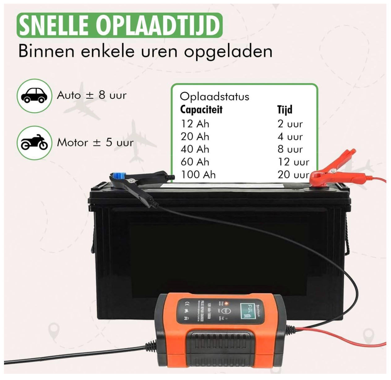 TravelHawk - Chargeur de batterie de voiture et chargeur goutte à goutte - 12V/24V - Plastique noir et rouge - Chargement entièrement automatique à 7 niveaux - Mode réparation et écran LCD - Chargeur universel pour l'entretien de la batterie
