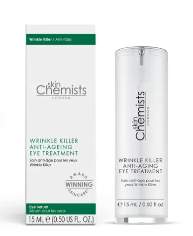 SkinChemists - Professional Wrinkle Killer Anti-Ageing Eye Treatment - 15 ml - Verre blanc et transparent - Syn-Ake Peptide & Collagen - Puissante crème anti-rides pour les yeux - Raffermissante et éclaircissante