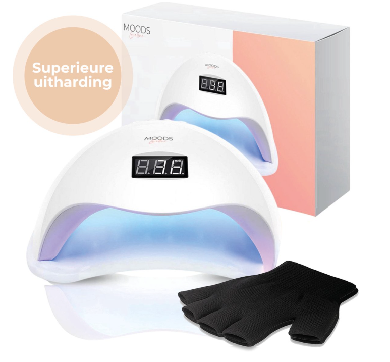 Moods Gellac - Lampe professionnelle pour ongles - Lampe UV pour ongles en gel - Séchoir à ongles - Contrôlable par boutons - Puissante lampe LED - Blanc