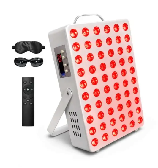 Vulpes Goods® - Lampe infrarouge Elite Red Light Therapy - 150 W - avec longueurs d'onde de 660nm et 850nm, minuterie et télécommande - pour les soins de la peau et la réparation musculaire - aluminium blanc