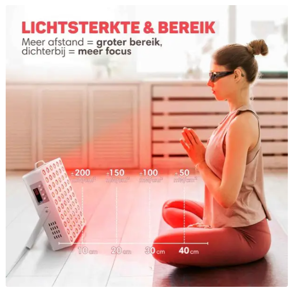 Vulpes Goods® - Lampe infrarouge Elite Red Light Therapy - 150 W - avec longueurs d'onde de 660nm et 850nm, minuterie et télécommande - pour les soins de la peau et la réparation musculaire - aluminium blanc