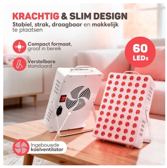 Vulpes Goods® - Lampe infrarouge Elite Red Light Therapy - 150 W - avec longueurs d'onde de 660nm et 850nm, minuterie et télécommande - pour les soins de la peau et la réparation musculaire - aluminium blanc