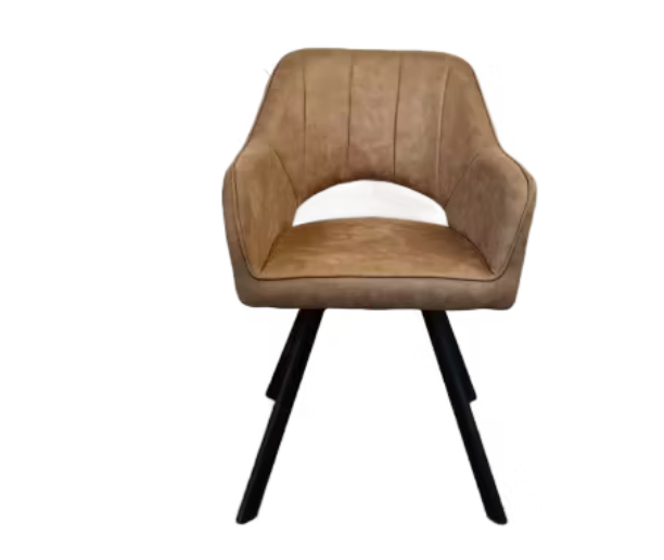 Furniture31 - Tenno Swivel Chair 2 Pieces - 55 x 45 x 88 cm - Comprend une fonction pivotante à 360 degrés, une structure mince en acier et un rembourrage en microfibre - Pour la salle à manger et le bureau - Textile taupe et métal