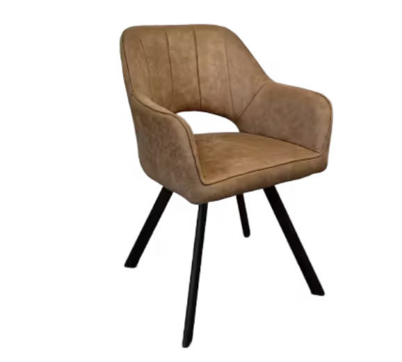Furniture31 - Tenno Swivel Chair 2 Pieces - 55 x 45 x 88 cm - Comprend une fonction pivotante à 360 degrés, une structure mince en acier et un rembourrage en microfibre - Pour la salle à manger et le bureau - Textile taupe et métal