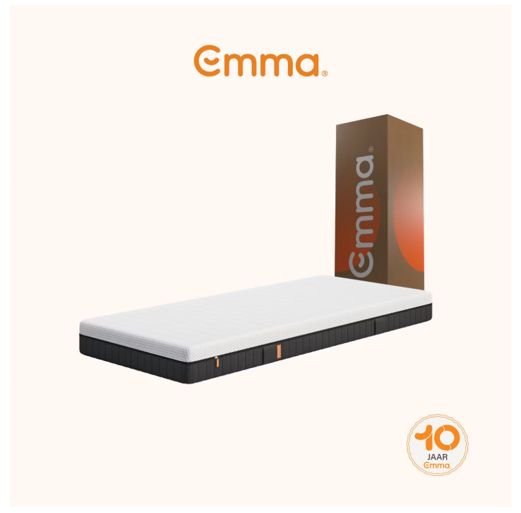 Emma - Matelas hybride Express - 120 x 200 cm - avec ressorts ensachés Aeroflex™ et 7 zones ergonomiques et housse respirante - pour dormeur ventral, dorsal et latéral - Textile blanc et gris.