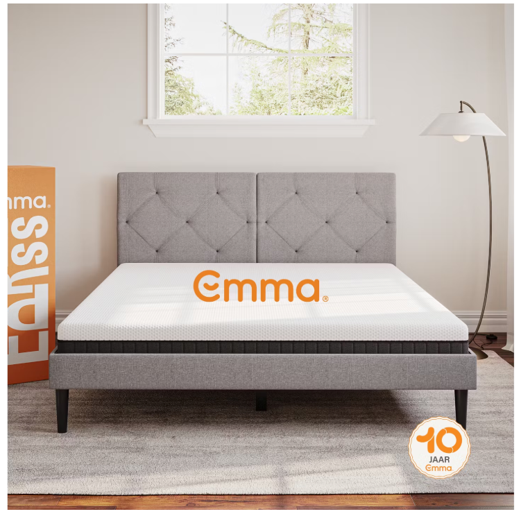 Emma - Matelas hybride Express - 120 x 200 cm - avec ressorts ensachés Aeroflex™ et 7 zones ergonomiques et housse respirante - pour dormeur ventral, dorsal et latéral - Textile blanc et gris.