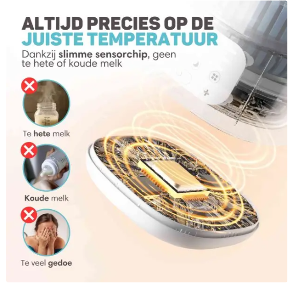 Vulpes Goods® - Chauffe-biberon PRO V2 - 10 en 1 - Fonction de stérilisation, veilleuse, fonction de maintien au chaud pendant 24 heures et minuterie - Pour toutes les marques de biberons et de pots - Plastique de luxe blanc et bleu doux sans bisphénol A