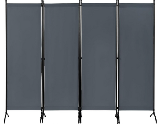 Paravent partiel Woltu - Paravent de pièce et de jardin - Gris foncé - 224 x 182 cm