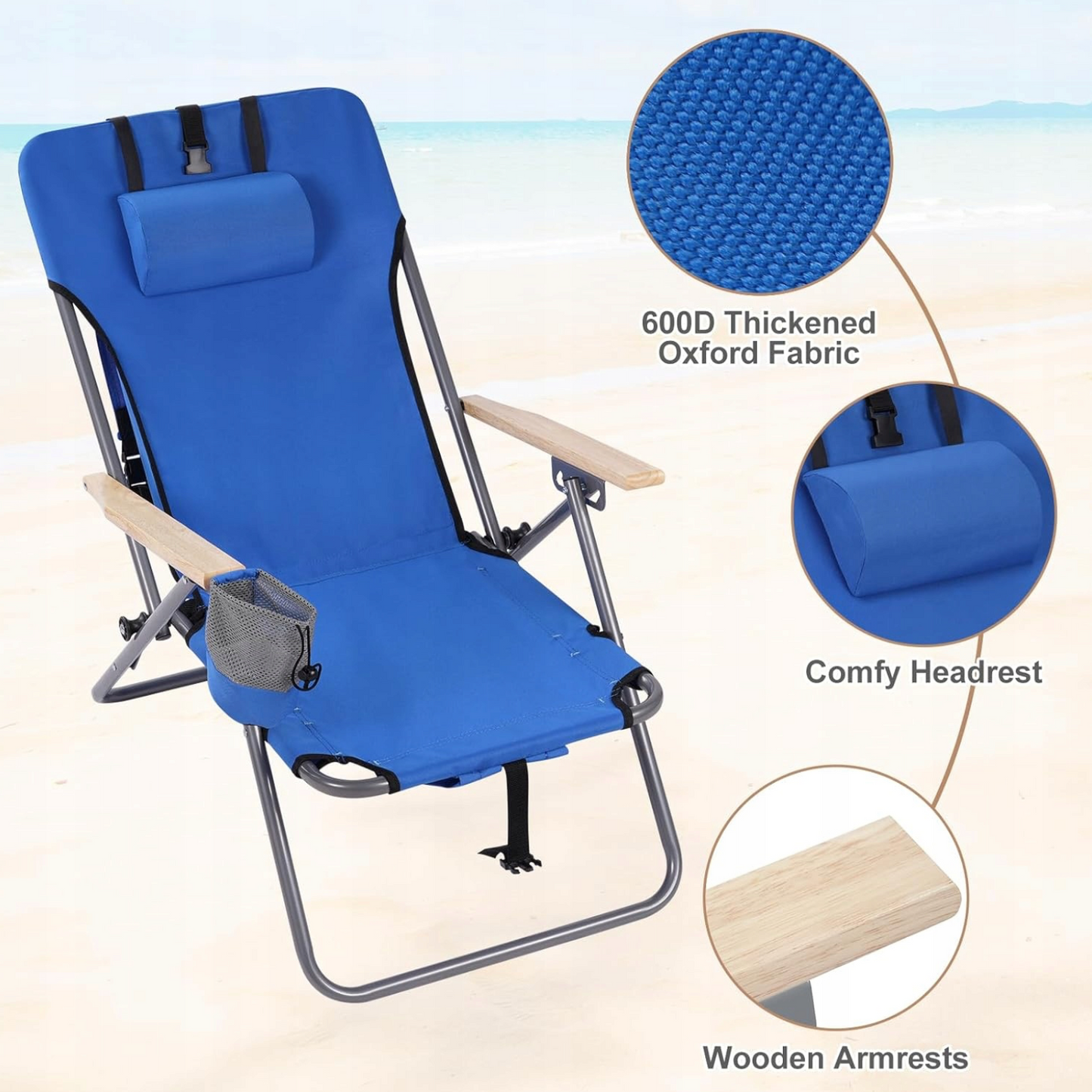 Woltu Set de 2 chaises de camping pliables - Bleu - 69 x 56 x 78 cm