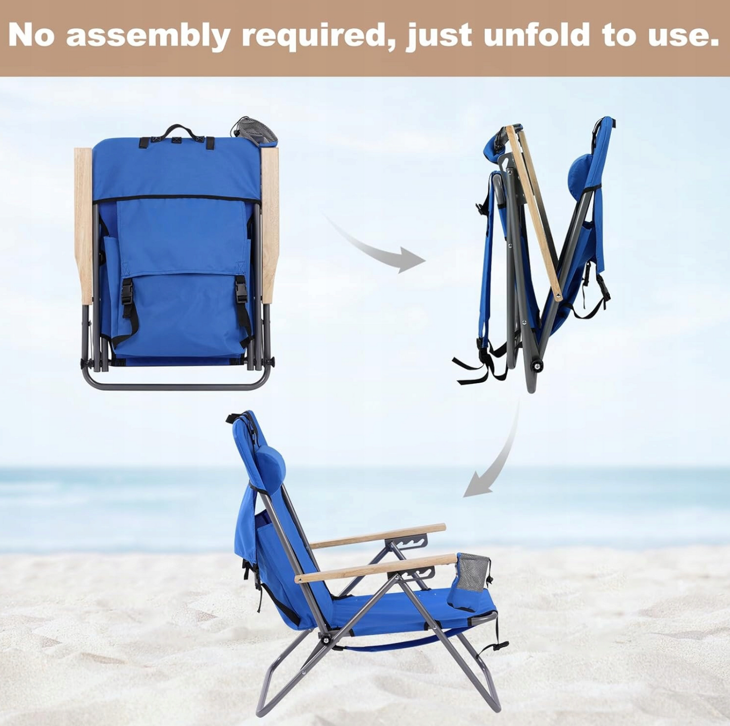 Woltu Set de 2 chaises de camping pliables - Bleu - 69 x 56 x 78 cm