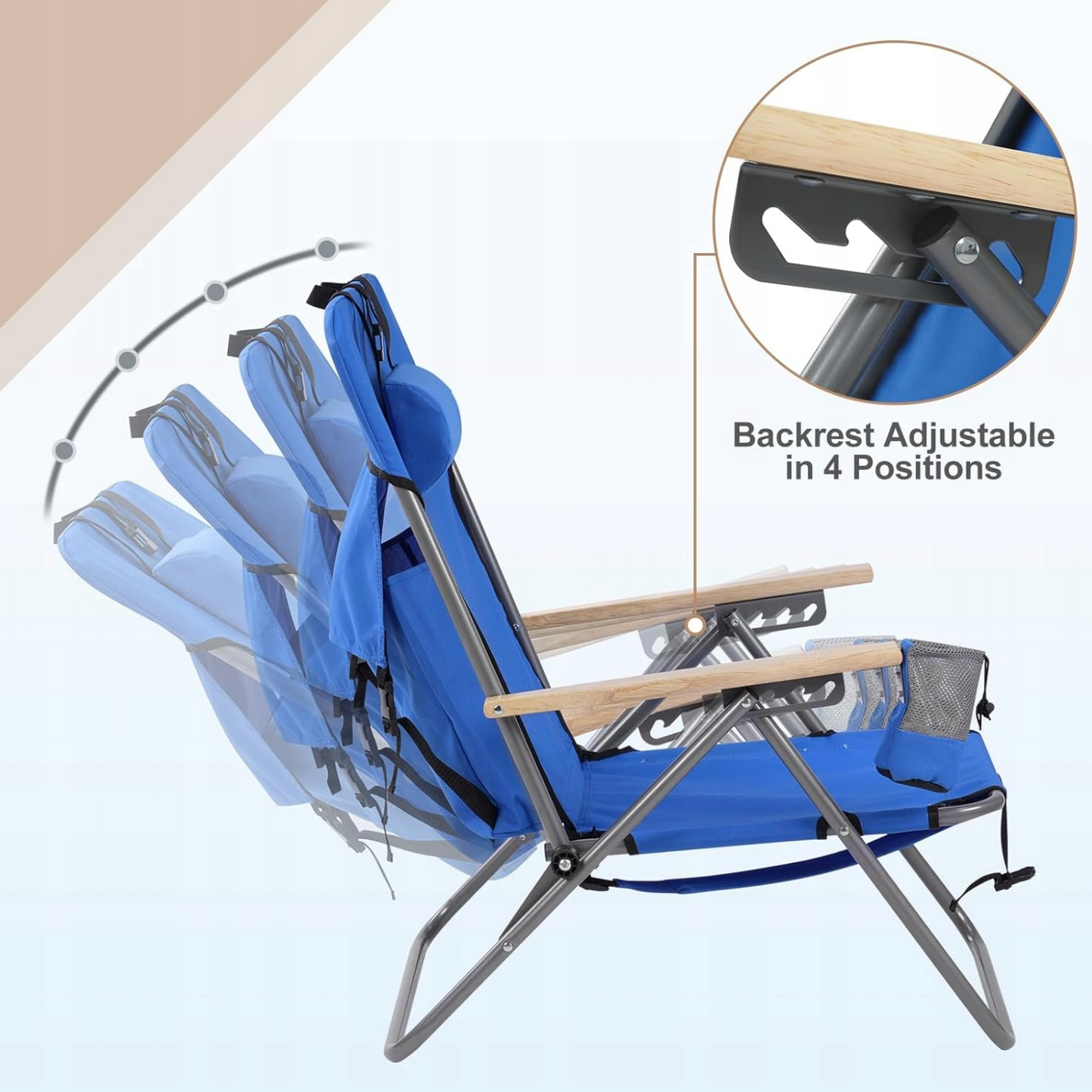 Woltu Set de 2 chaises de camping pliables - Bleu - 69 x 56 x 78 cm