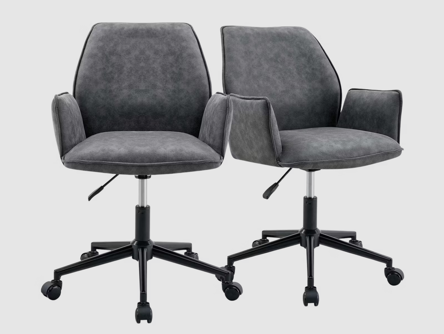 Chaises de bureau Jill Lot de 2 - Microfibre anthracite - 58,5 x 64 x 82,5-91,5 cm - Réglable en hauteur