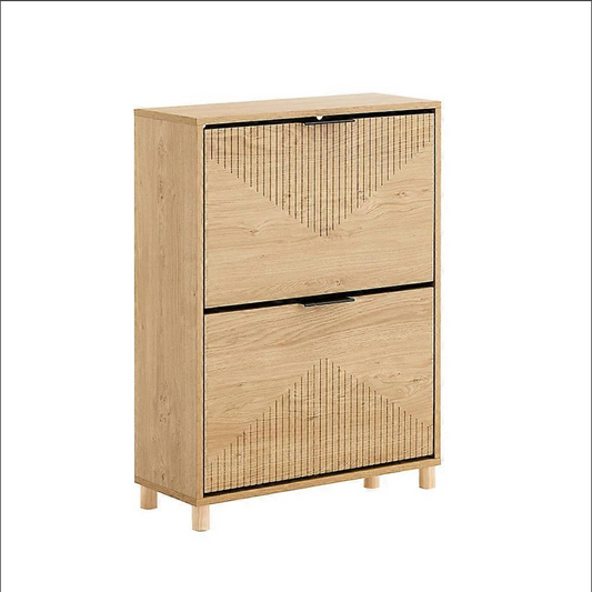 SoBuy Meuble à chaussures étroit - Meuble à chaussures avec portes à rabats - Meuble de rangement pour couloir - 8 paires de chaussures - Design en bois - 60x24x83 cm