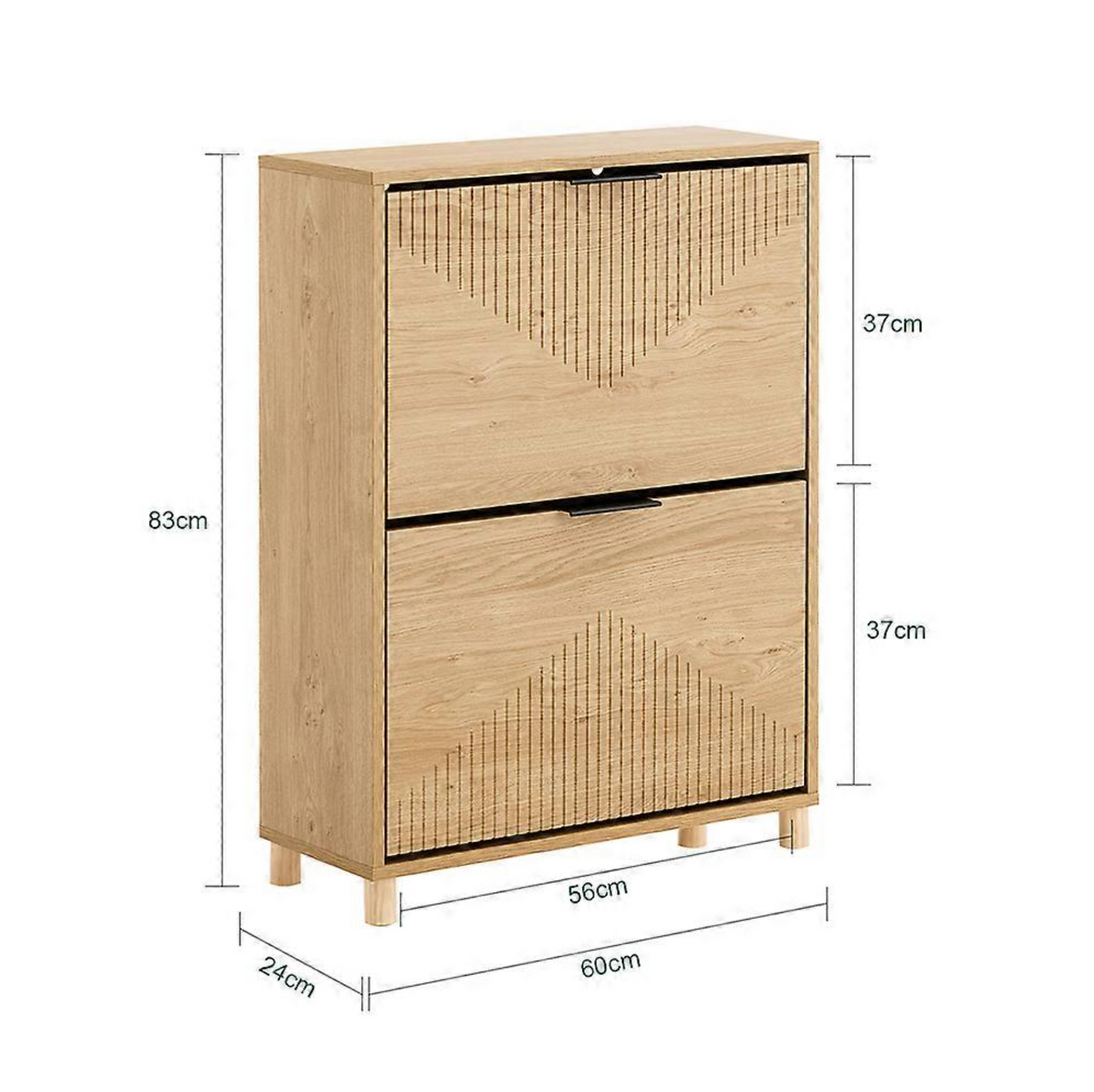 SoBuy Meuble à chaussures étroit - Meuble à chaussures avec portes à rabats - Meuble de rangement pour couloir - 8 paires de chaussures - Design en bois - 60x24x83 cm