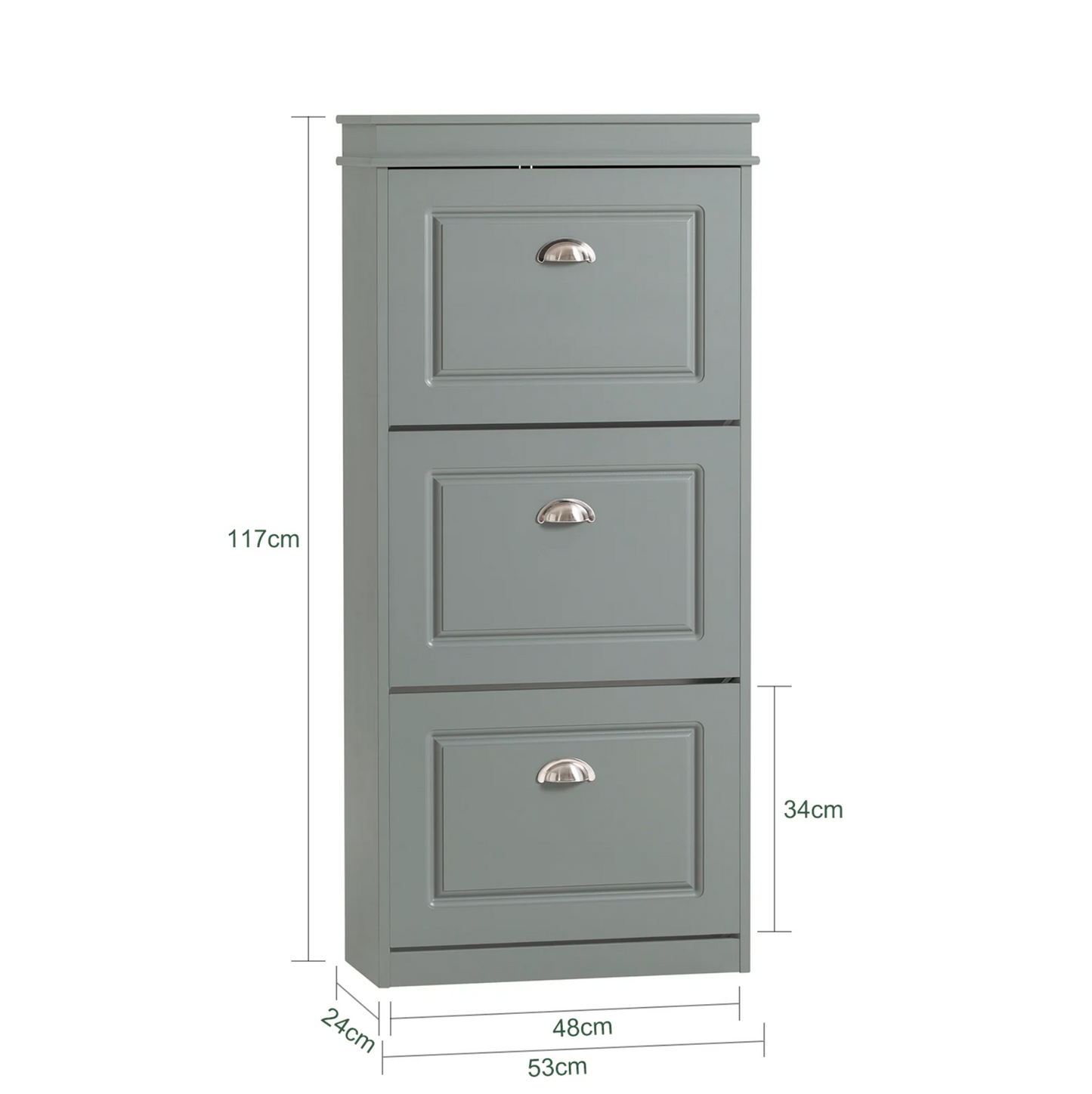SoBuy Armoire à chaussures moderne - Rangement de chaussures à 3 volets - Meuble d'entrée élégant et peu encombrant - 53x24x117 cm - Gris