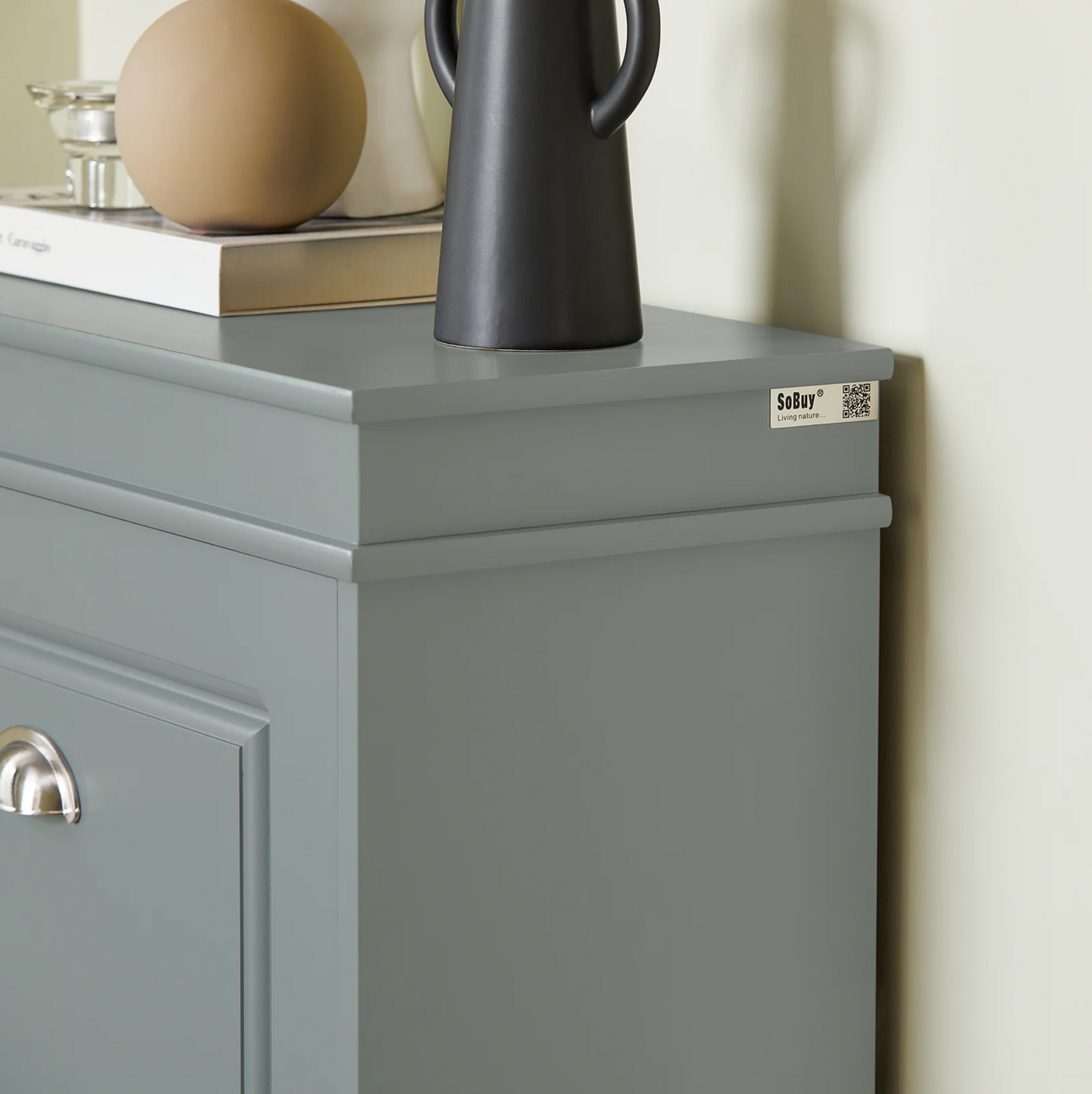 SoBuy Armoire à chaussures moderne - Rangement de chaussures à 3 volets - Meuble d'entrée élégant et peu encombrant - 53x24x117 cm - Gris
