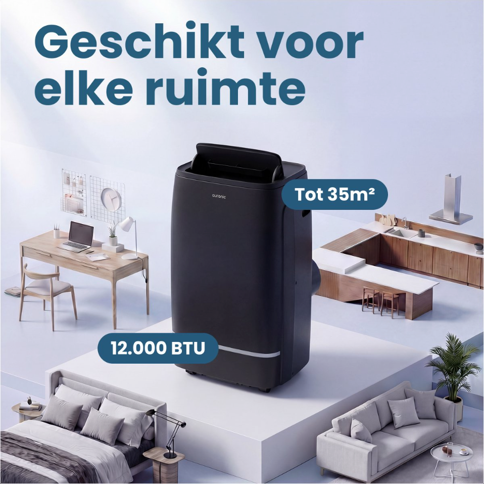 Climatiseur mobile Auronic 12 000 BTU - 4 en 1 - Noir
