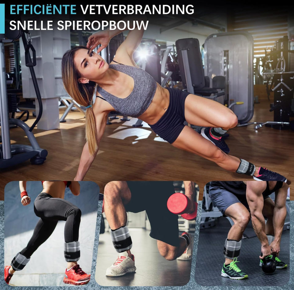 Poids de cheville FitLife 2,5 kg - Manchettes de poids réglables pour le fitness et la musculation - Gris