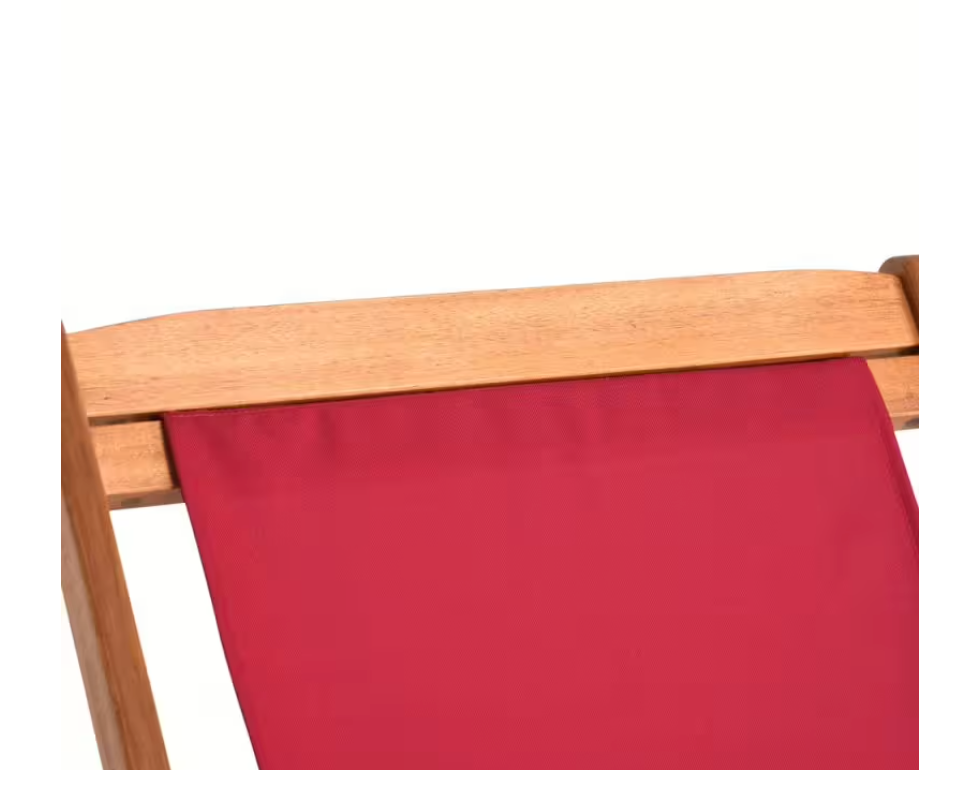 Casaria Garden Lounger Beach Chair - équipée de trois pieds et d'un appui-tête Detex amovible et d'un cadre pliable - pour la plage et la terrasse - polyester rouge et bois d'acacia - 94x60x94 cm