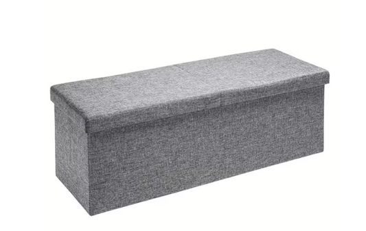 Casaria Banc de rangement Hocker Faltbar - équipé d'un couvercle à ouverture bilatérale, d'un coussin en mousse moulée et d'un cadre pliable - pour le salon et la chambre - polyester gris clair et Mdf - 80x40x40 cm