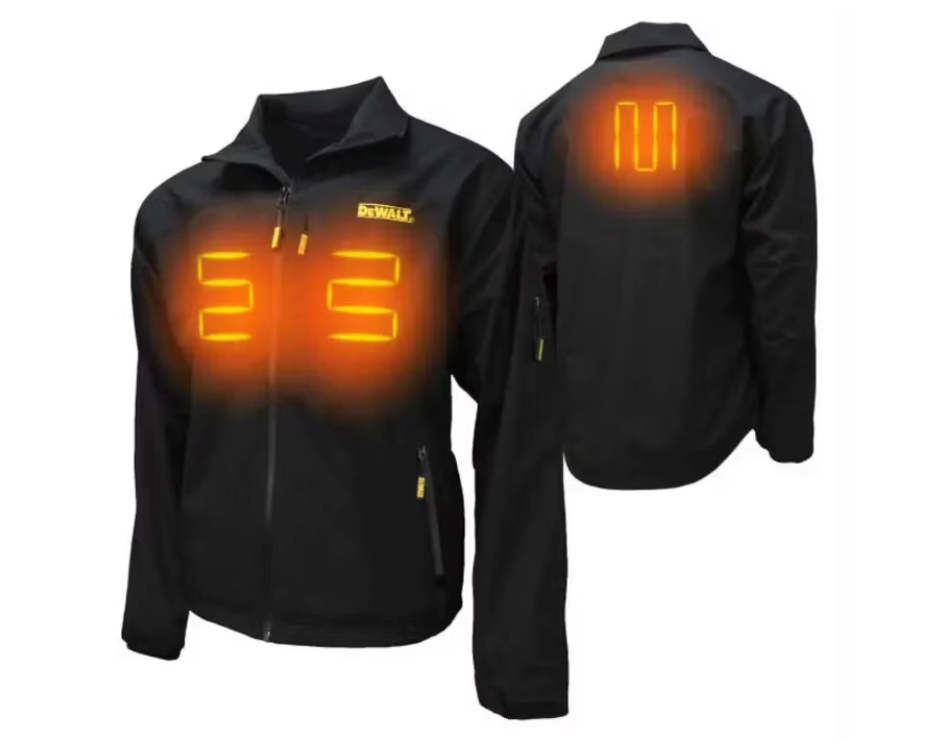 DeWalt Softshell Heated Jacket - Trois zones de chauffage, fermetures à glissière imperméables et dos allongé - Pour la construction et l'extérieur - Textile noir - Taille XL