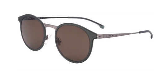 Hugo Boss Lunettes de soleil 1245S Eem - avec filtre catégorie trois et protection UV et lunettes en nylon - pour homme - acier inoxydable Khaky Olive mat - 49 mm