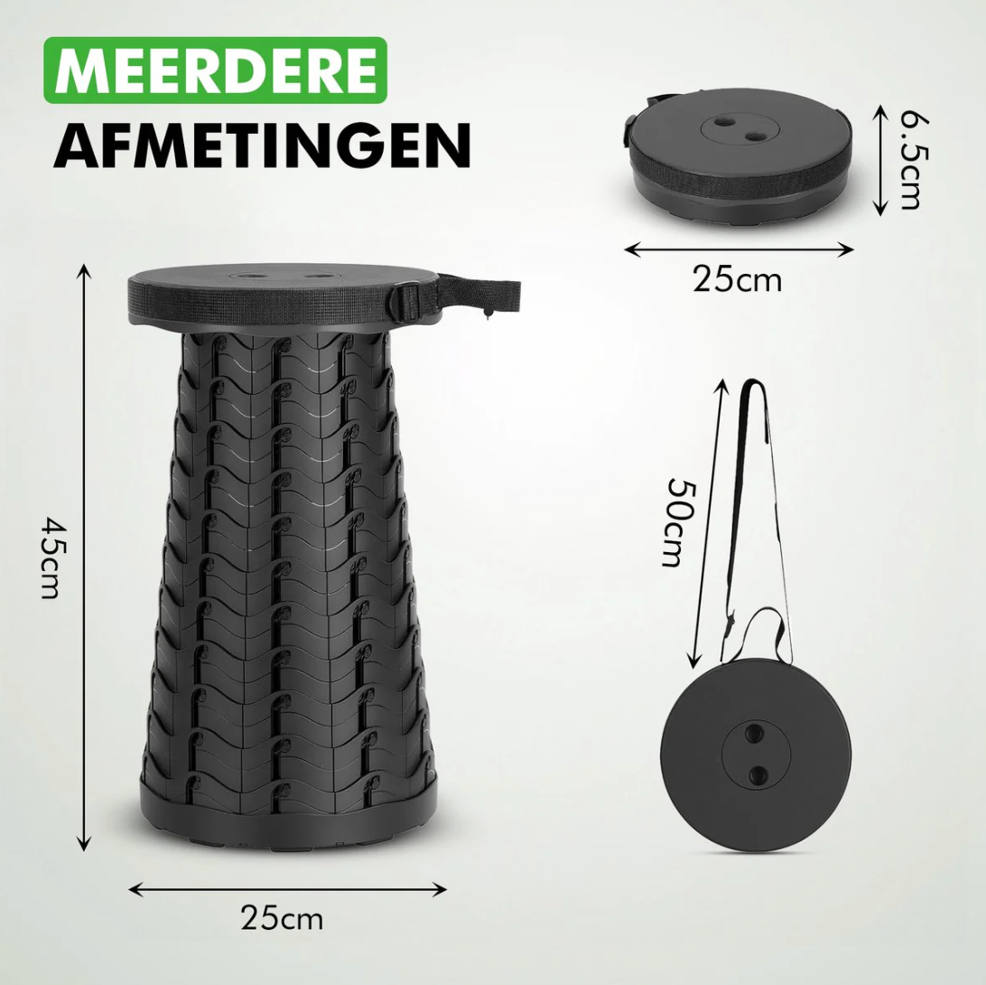 Tabouret pliable Travelhawk - équipé d'un siège en polyester résistant et d'un cadre en aluminium et pliable - pour le camping et la pêche - polyester noir et aluminium - cent cinquante kg
