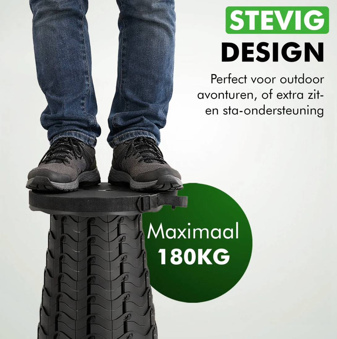 Tabouret pliable Travelhawk - équipé d'un siège en polyester résistant et d'un cadre en aluminium et pliable - pour le camping et la pêche - polyester noir et aluminium - cent cinquante kg