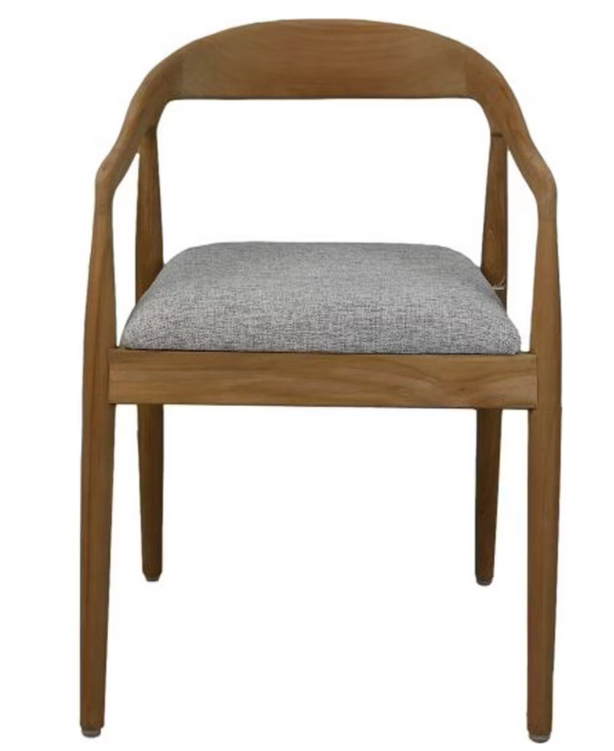 Hsm Collection Chaise de salle à manger Modena - Teck et gris - Design intemporel - 55 × 41 × 78 cm
