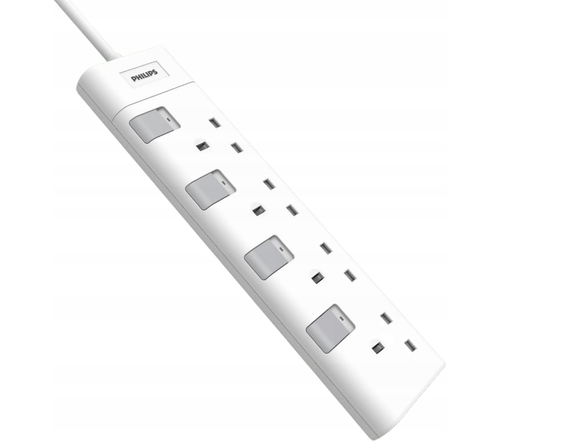 Rallonge de câble Philips 2 m 4 prises blanc - UK