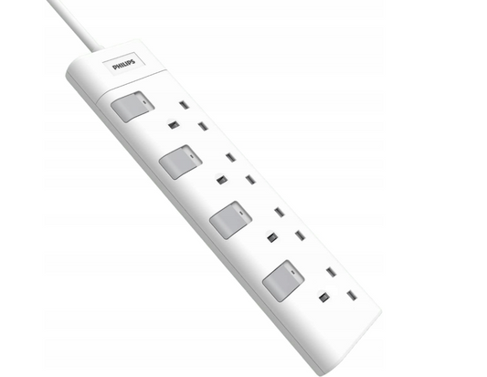 Rallonge de câble Philips 2 m 4 prises blanc - UK