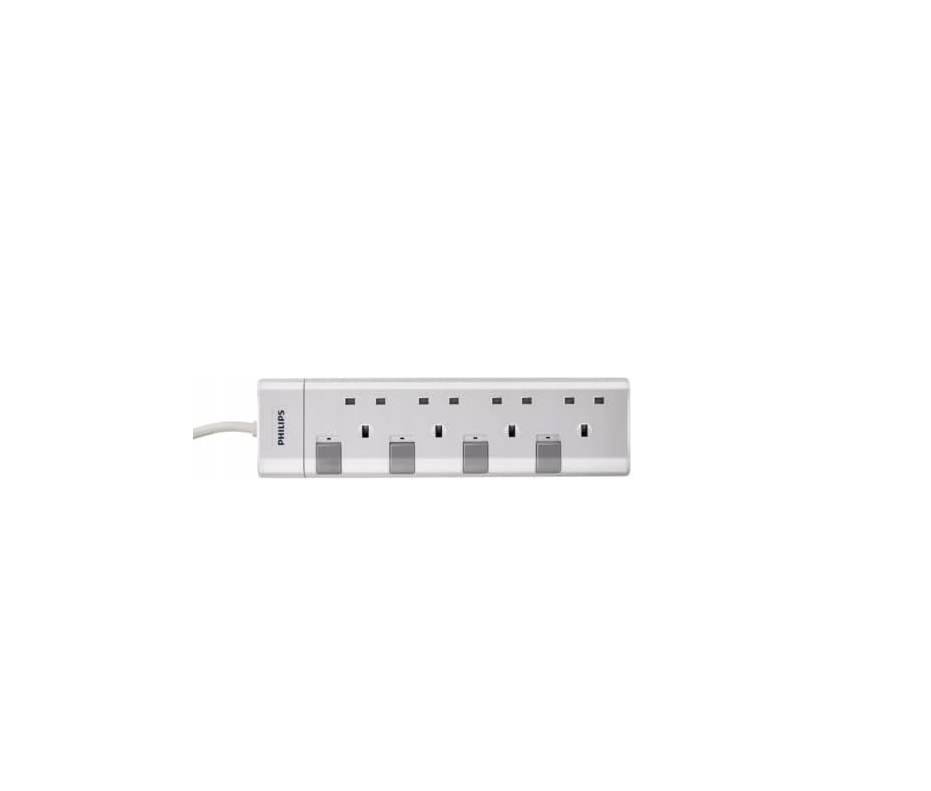 Rallonge de câble Philips 2 m 4 prises blanc - UK