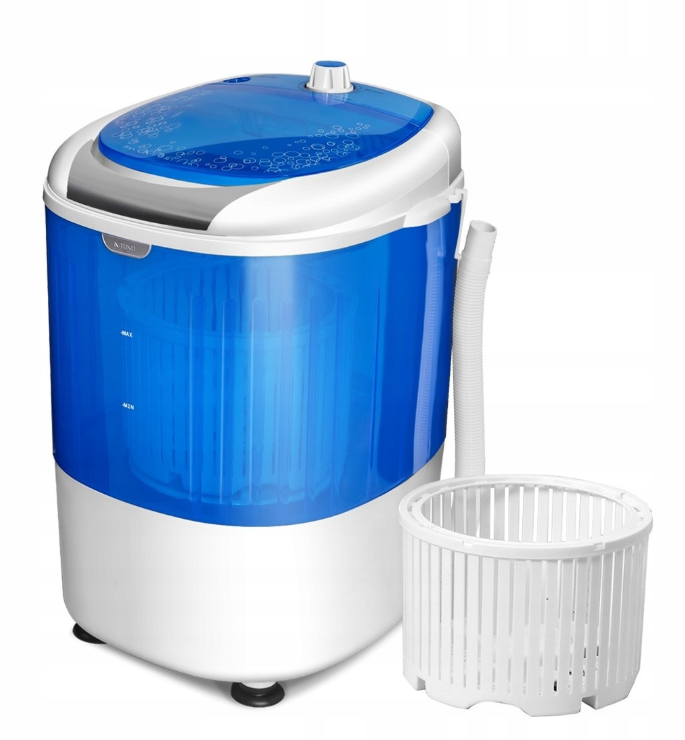 Mini lave-linge / Lave-linge de voyage COAST - Avec fonction centrifugeuse et double bac - 36 x 34 x 51 cm - Bleu