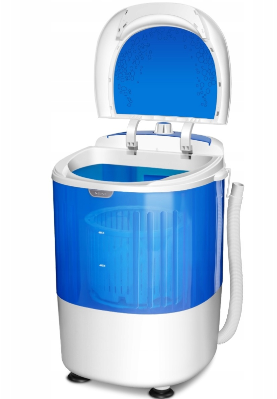 Mini lave-linge / Lave-linge de voyage COAST - Avec fonction centrifugeuse et double bac - 36 x 34 x 51 cm - Bleu