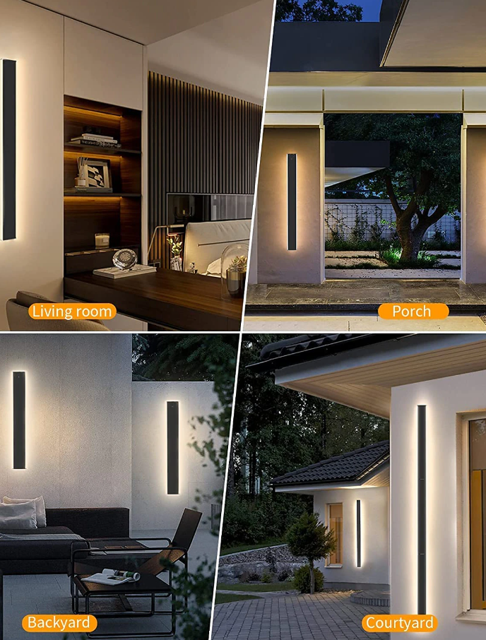 lampe led moderne d'extérieur - 90 cm - noir