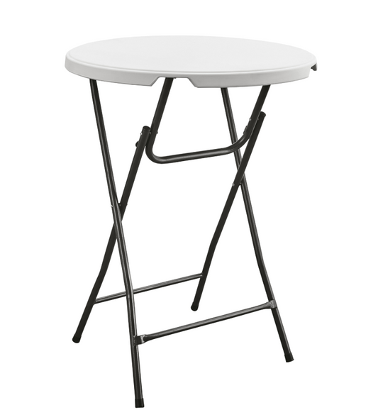 Table haute ronde - Garten - 80 x 110 cm - plastique - pliable et robuste - pour fêtes et événements - blanc