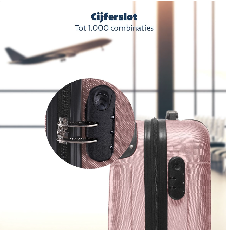 TRVLMORE Bagage à main Valise à roulettes - Serrure numérique - 54x36x20cm - 38L - Or Rose