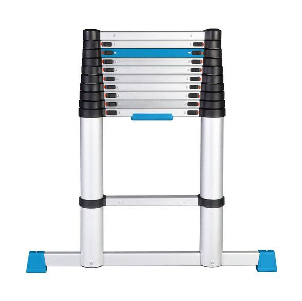 Échelle télescopique Workzone - 3,27 mètres extensible - Technologie Soft-Close - Charge utile max. 150 kg de charge utile - Certifiée EN131 - Argent