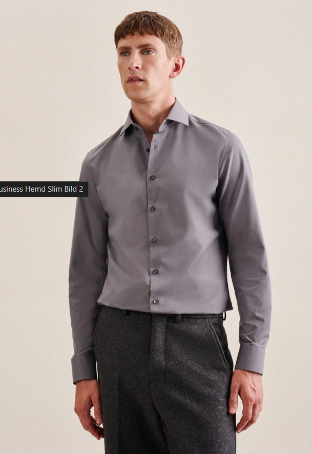 Seidensticker Business Shirt - Regular Fit - taille 39 - Anthra-665 - Coton, non irisé, col Kent étalé