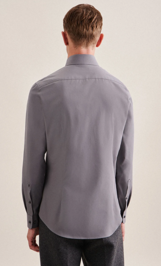 Seidensticker Business Shirt - Regular Fit - taille 39 - Anthra-665 - Coton, non irisé, col Kent étalé