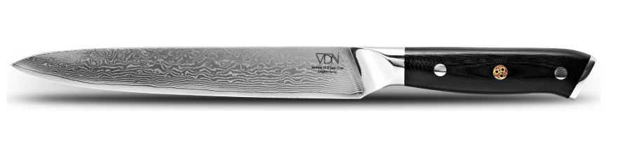 VDN Elegance Couteau à viande 21 cm en acier damassé - manche noir