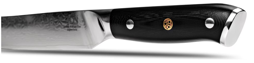 VDN Elegance Couteau à viande 21 cm en acier damassé - manche noir