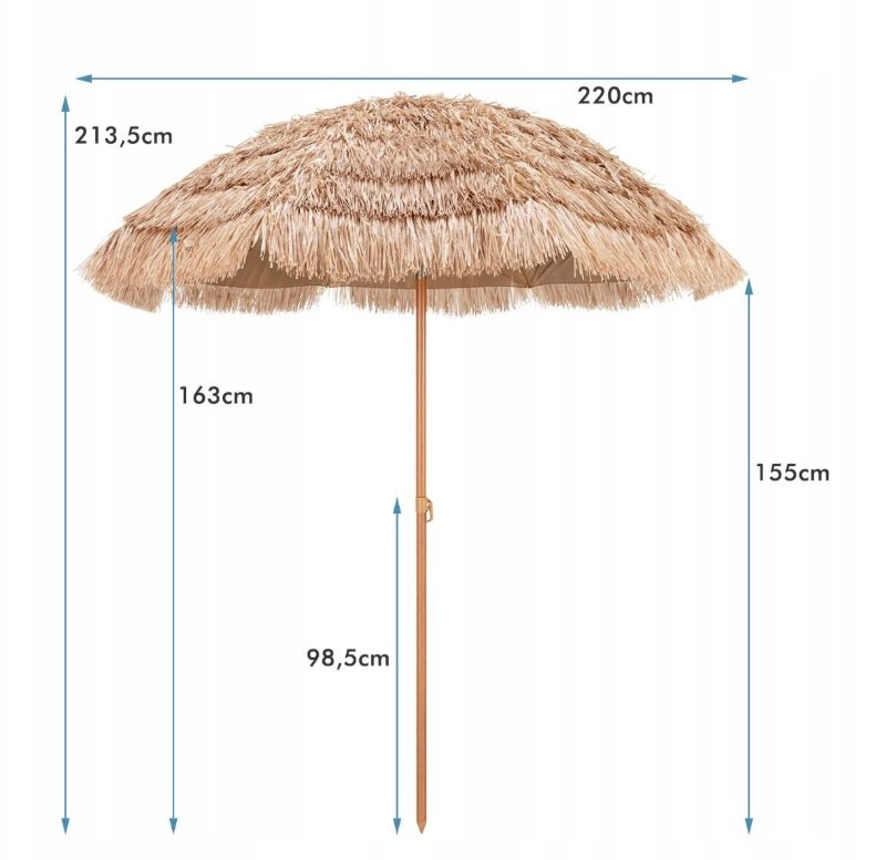 Parasol Coast 220 cm - beige avec inclinaison réglable, robuste et résistant au vent